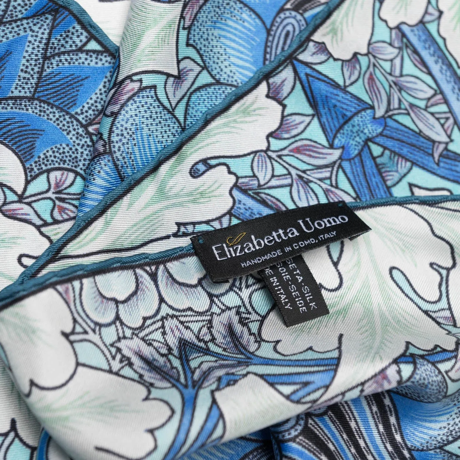 Londra - Silk Pocket Square - Blue and Mint