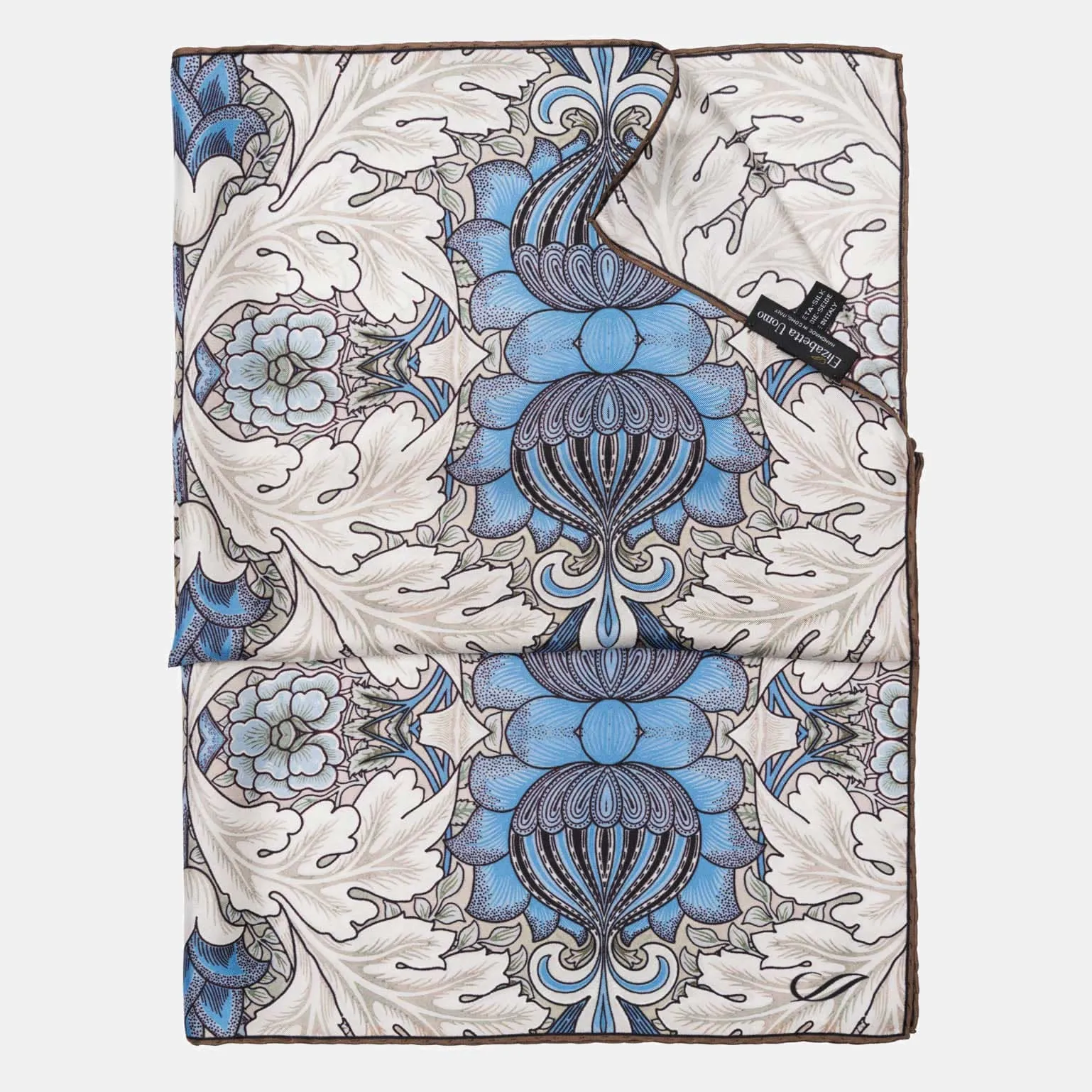 Londra - Silk Pocket Square - Blue and Tan