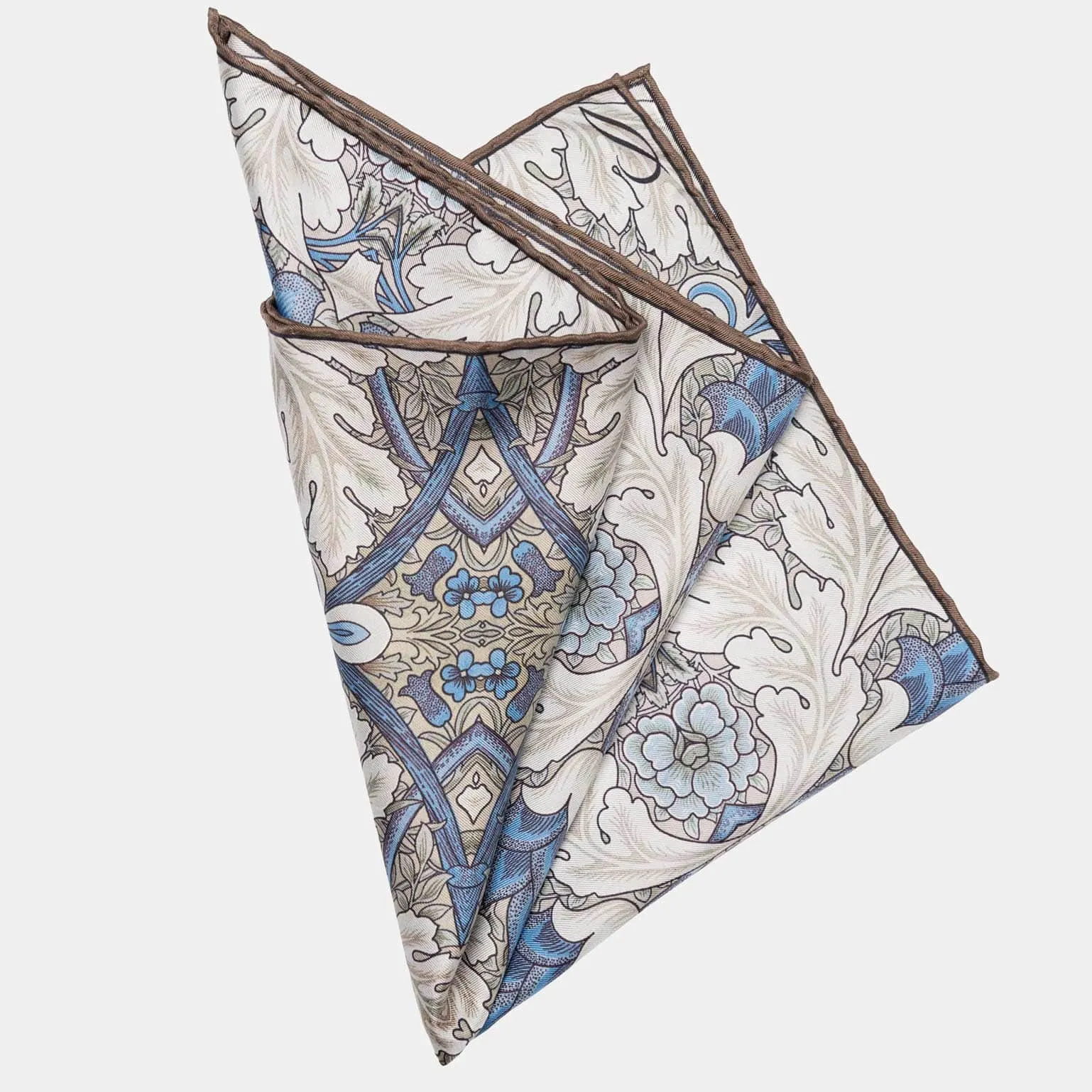 Londra - Silk Pocket Square - Blue and Tan