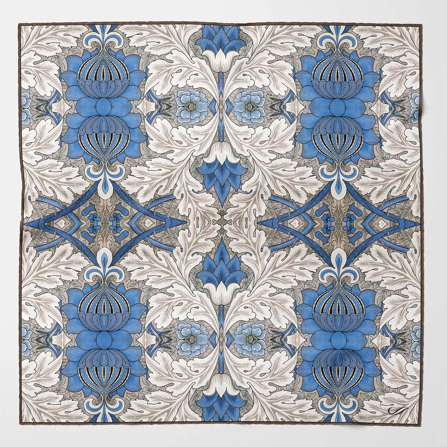 Londra - Silk Pocket Square - Blue and Tan