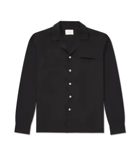 Long Sleeve Camp Collar Shirt - Black