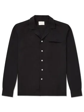 Long Sleeve Camp Collar Shirt - Black