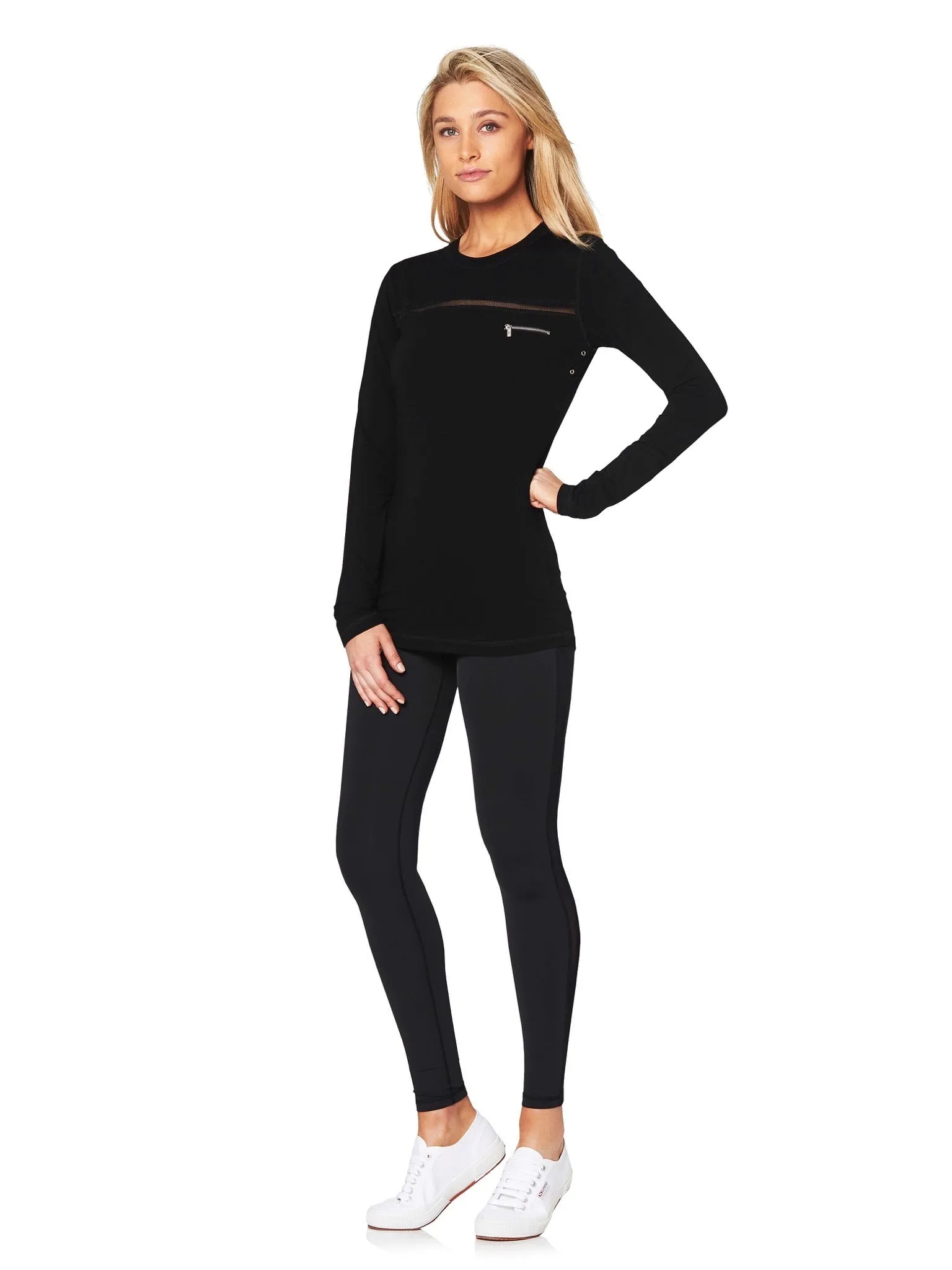 LORES LONG SLEEVE SPORT MESH TEE - BLACK