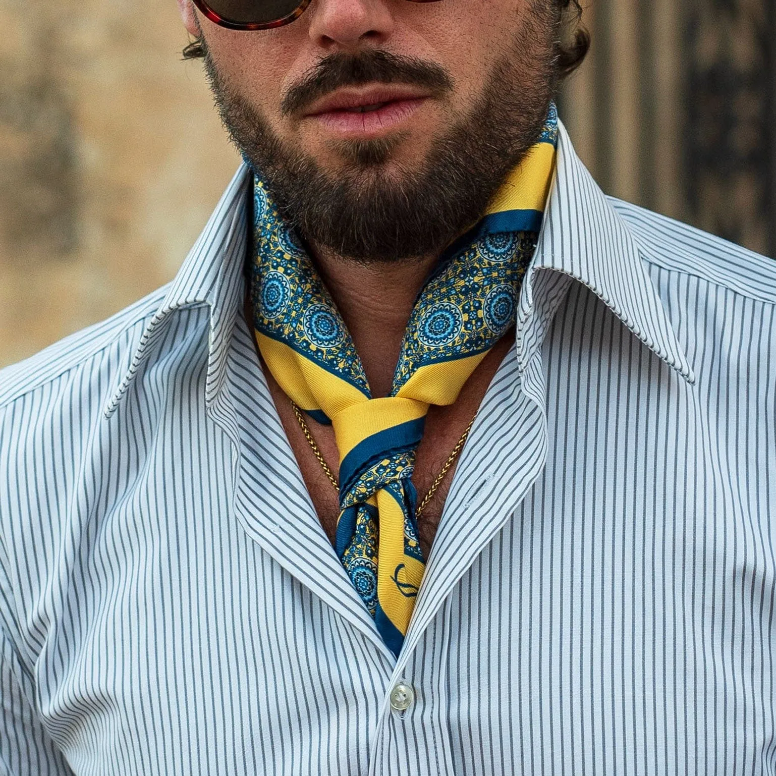 Lucca - Hand Rolled Silk Neckerchief - Yellow