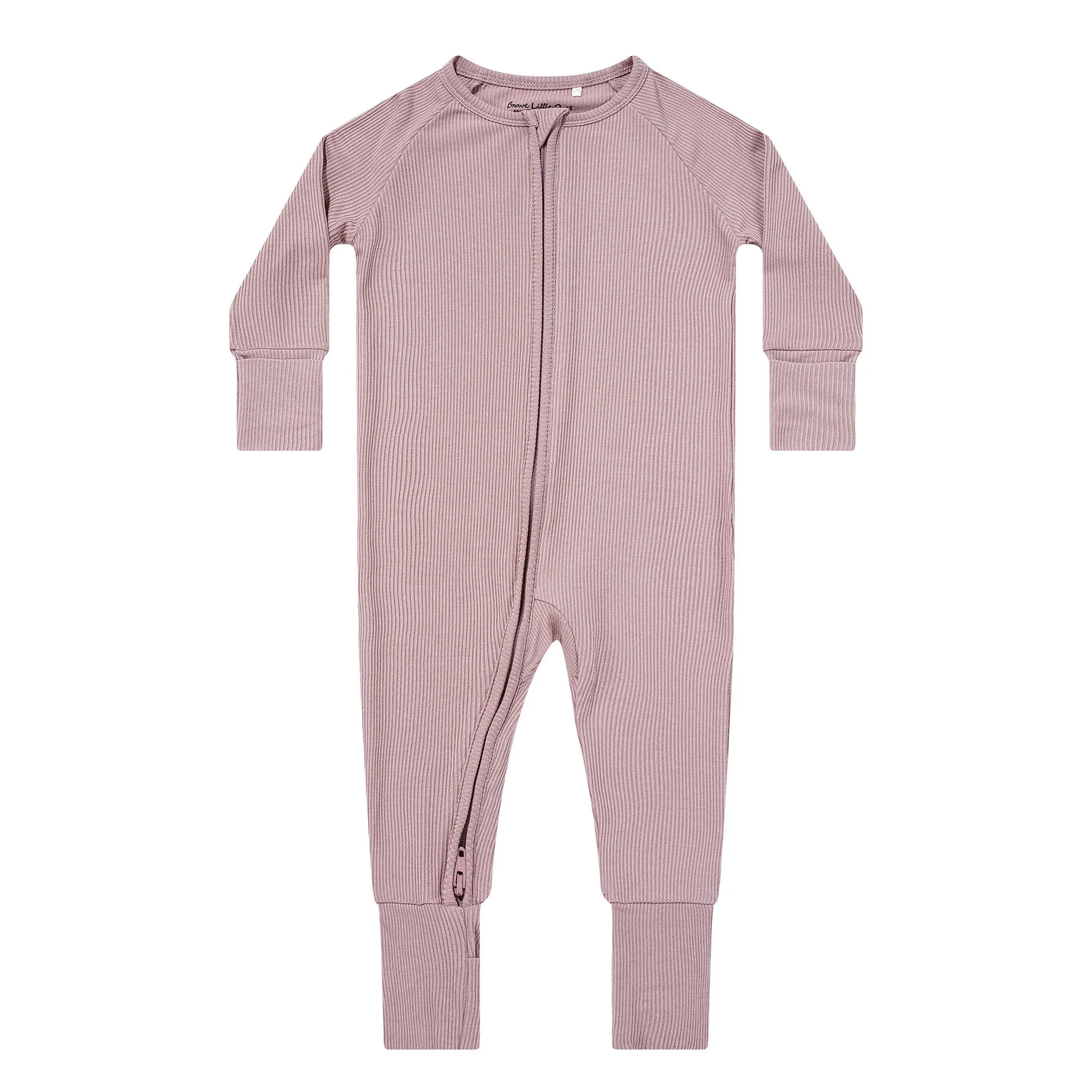 Mauve Mist Small Ribbed Zip Romper