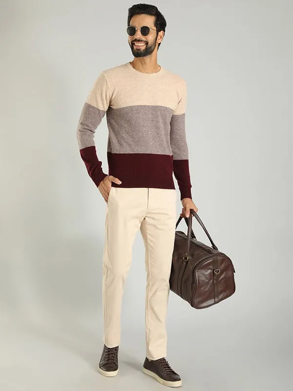 Men Color Block Full Sleeve Crew Neck Sweater