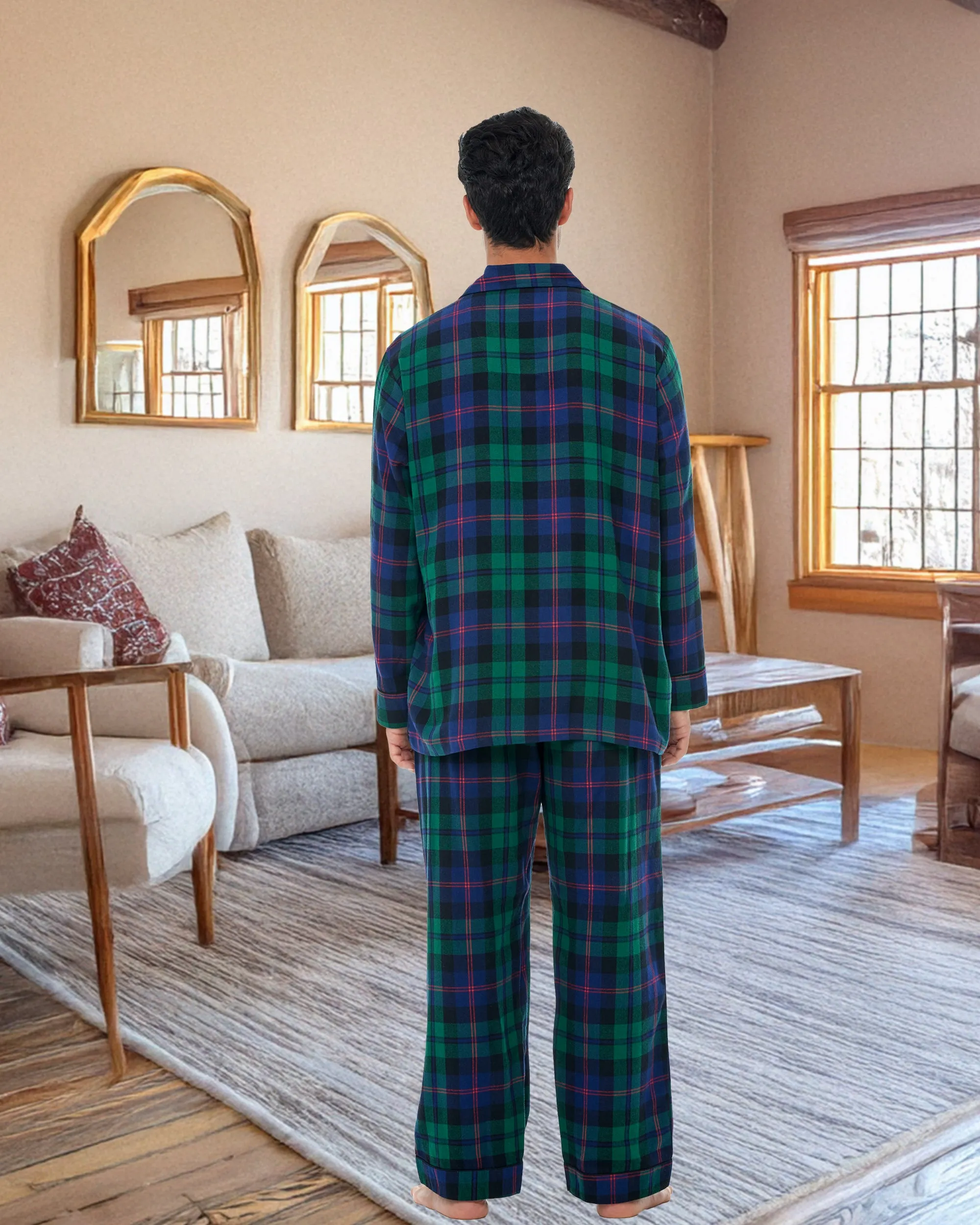 Men's Cotton Flannel Pajama Pants with Pockets