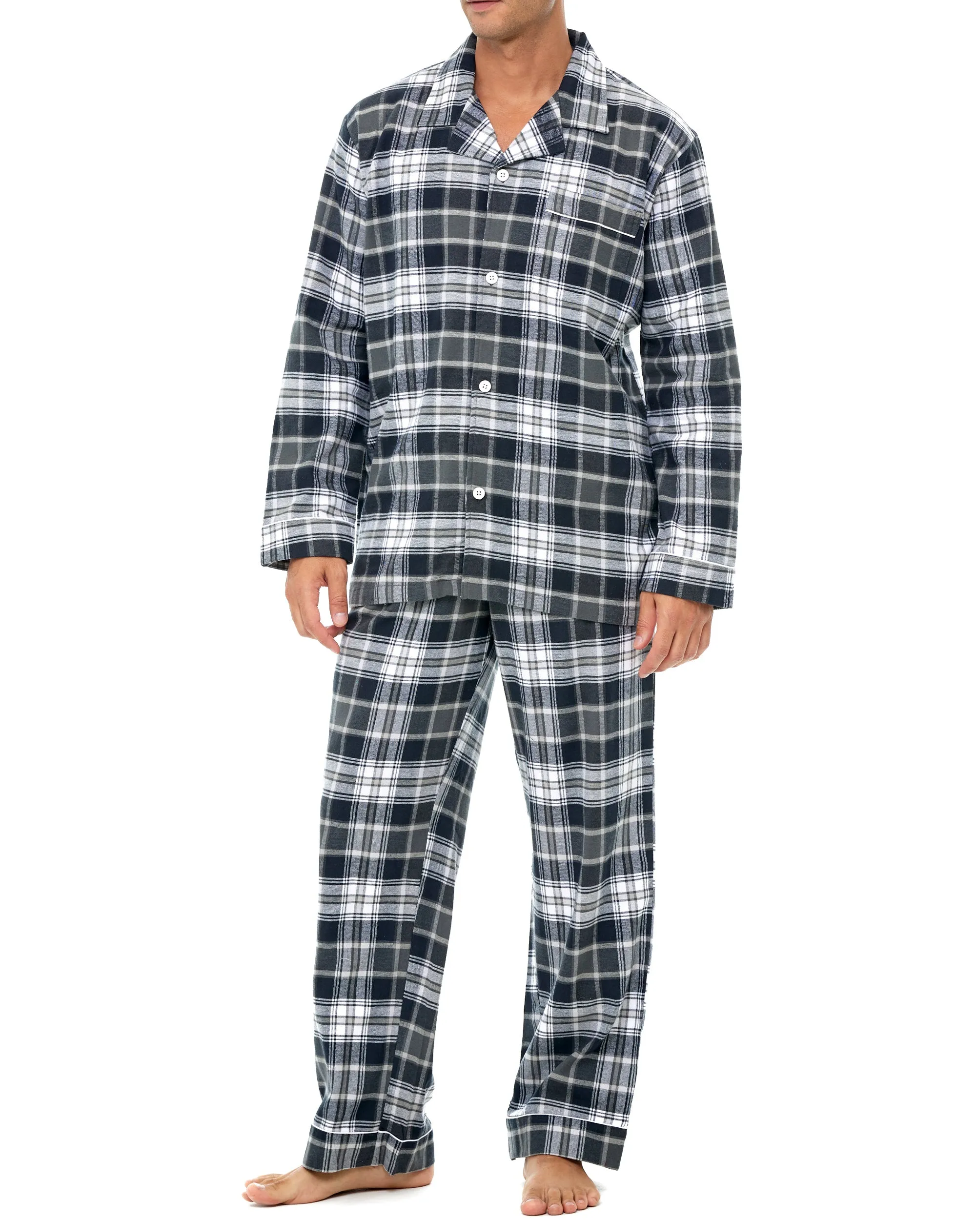 Men's Cotton Flannel Pajama Pants with Pockets