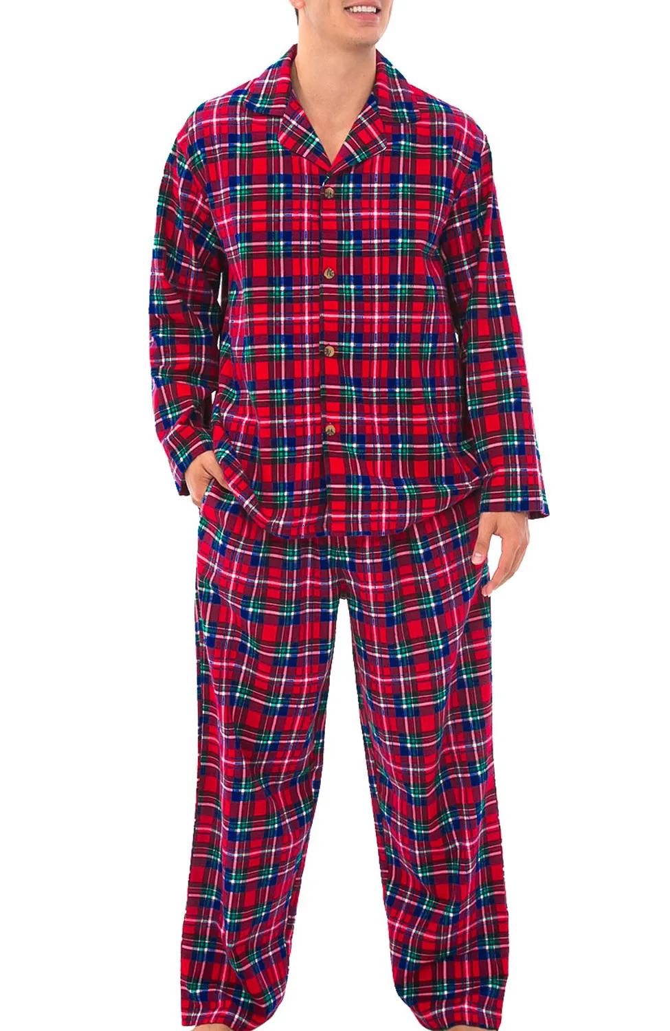 Men's Cotton Flannel Pajama Pants with Pockets