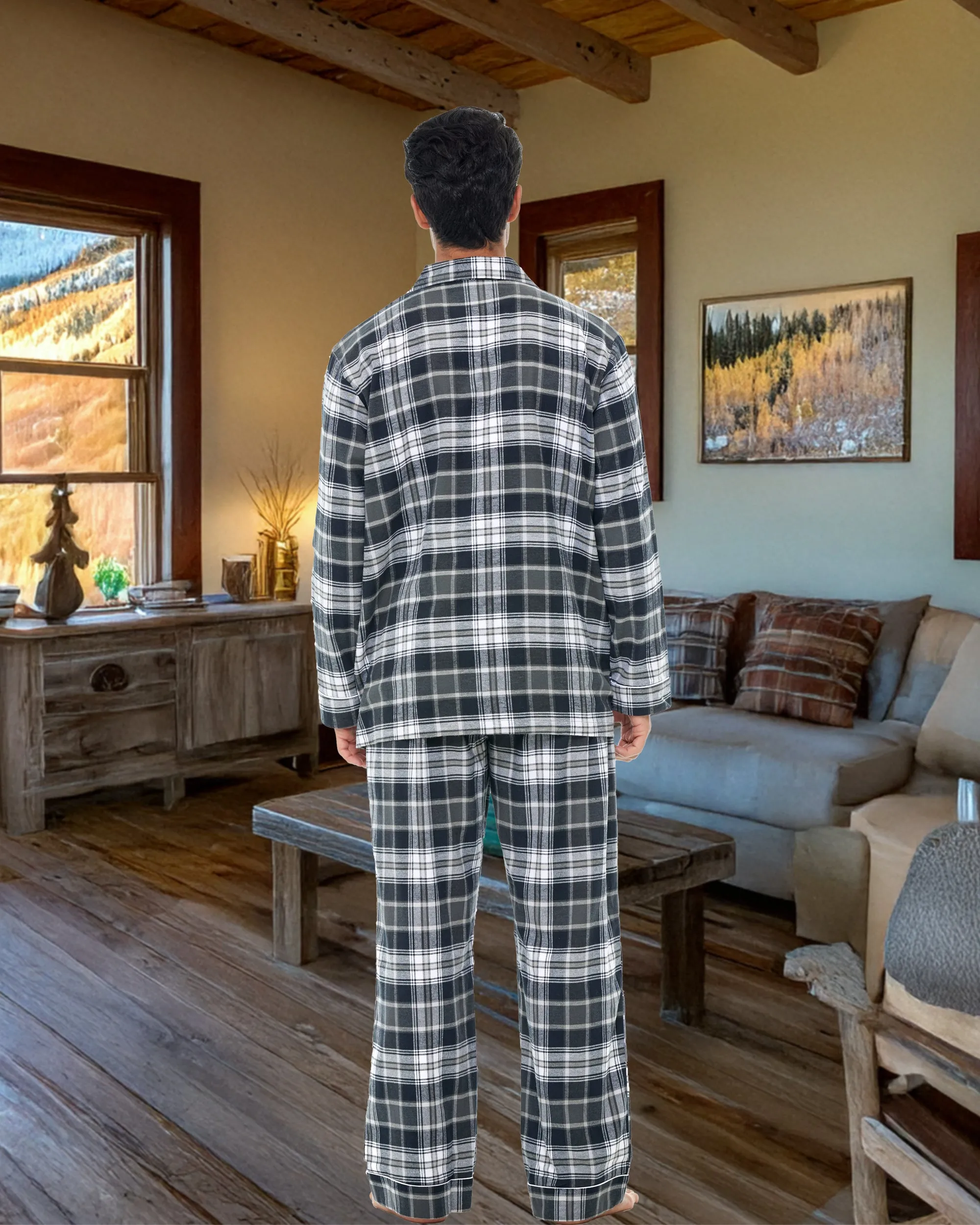 Men's Cotton Flannel Pajama Pants with Pockets