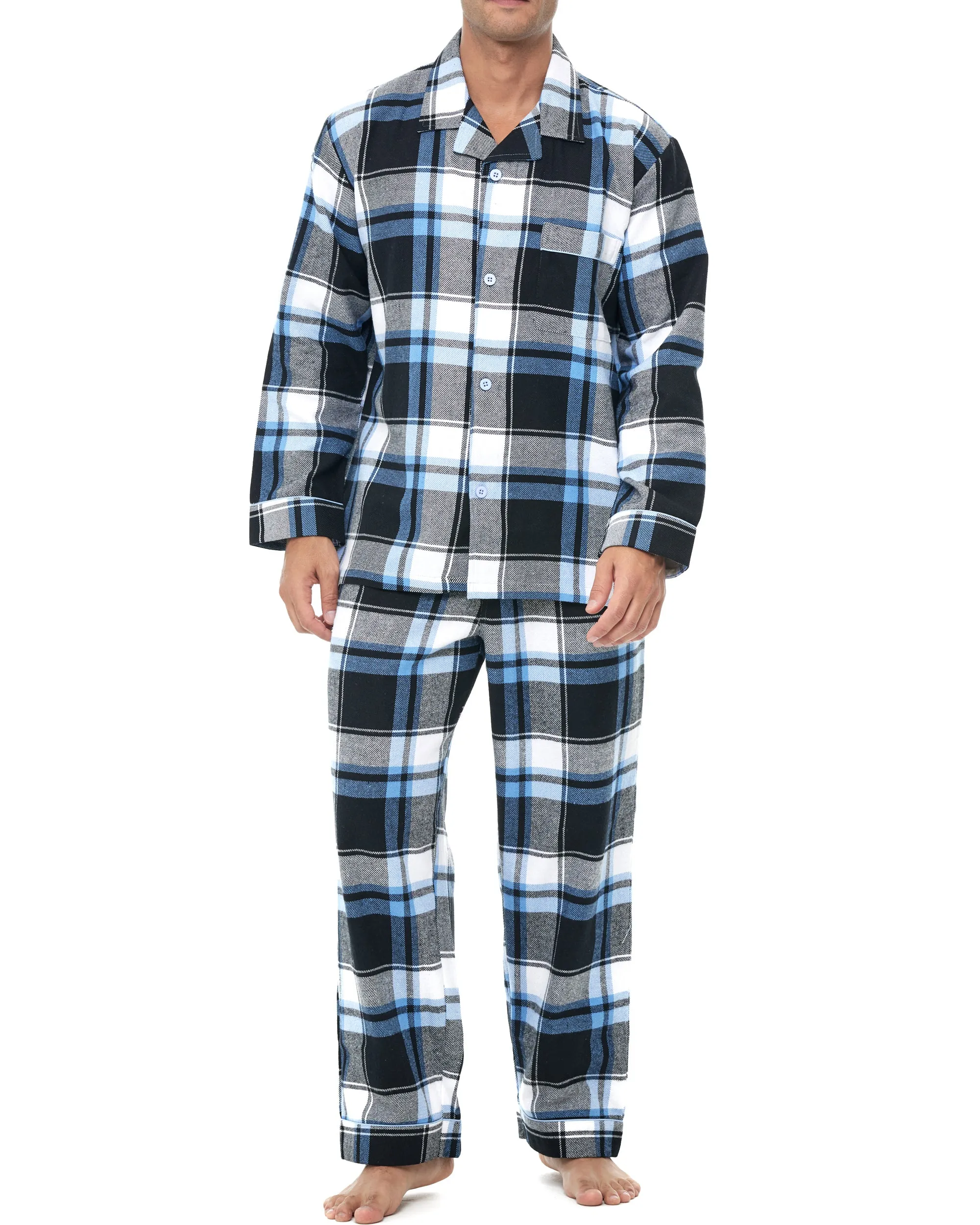 Men's Cotton Flannel Pajama Pants with Pockets