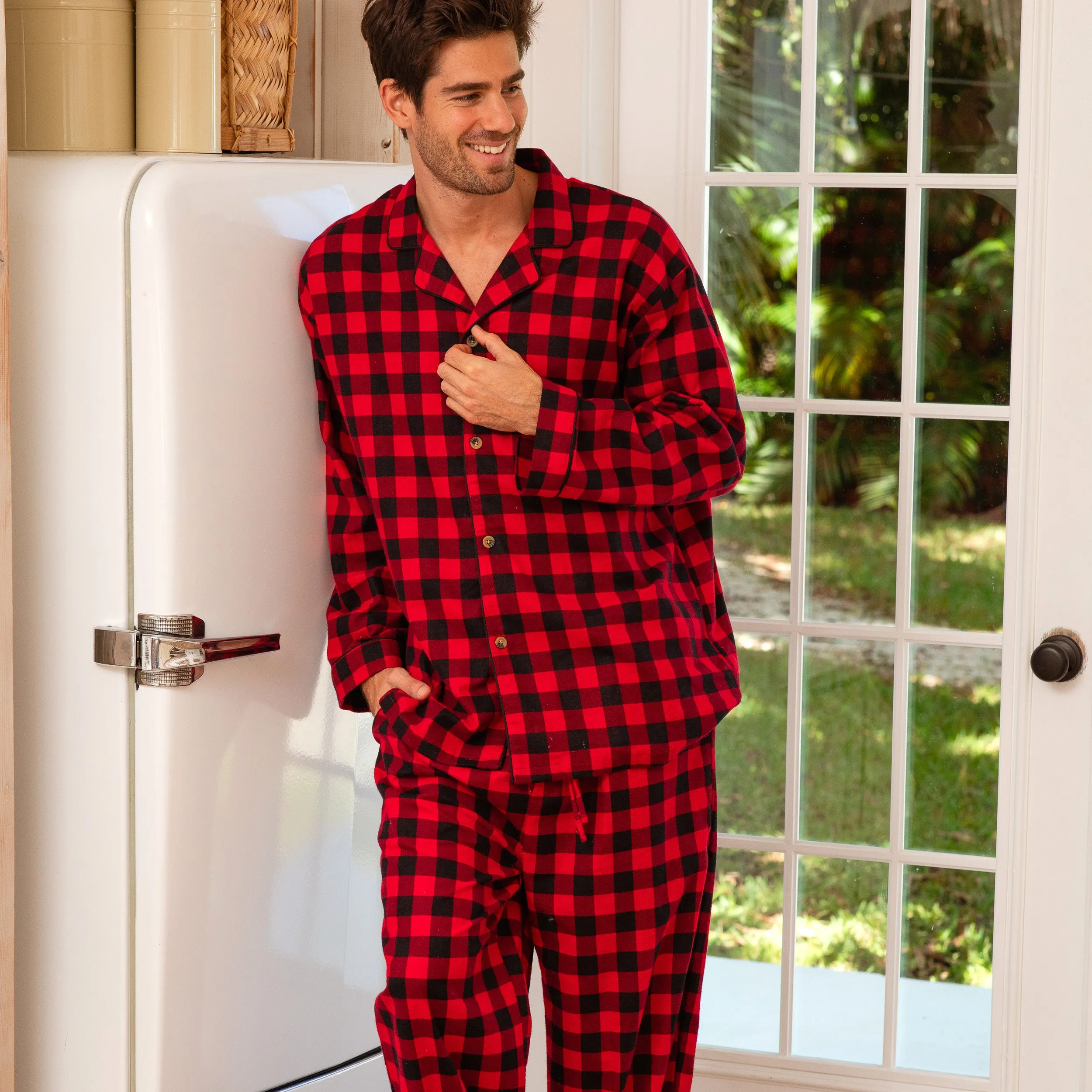 Men's Cotton Flannel Pajama Pants with Pockets