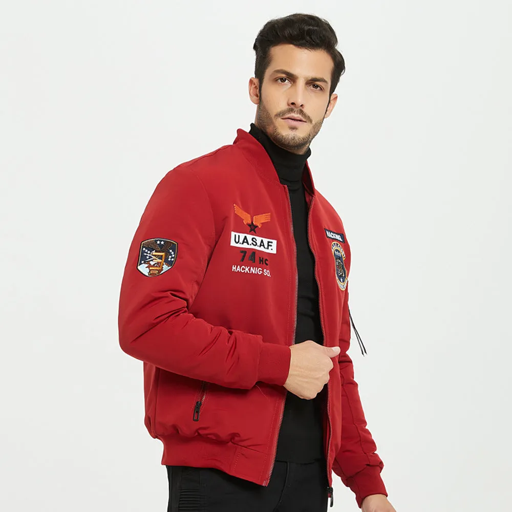 Men's Jackets-Windproof Bomber Jacket Full Zip Winter Warm Padded Coats Outwear | 5501