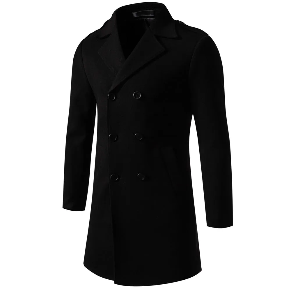 Men's Premium Double Breasted Woolen Trench Coat Winter Warm Overcoat Blazer | JK108