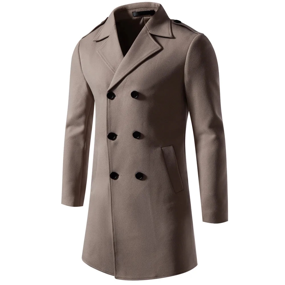 Men's Premium Double Breasted Woolen Trench Coat Winter Warm Overcoat Blazer | JK108