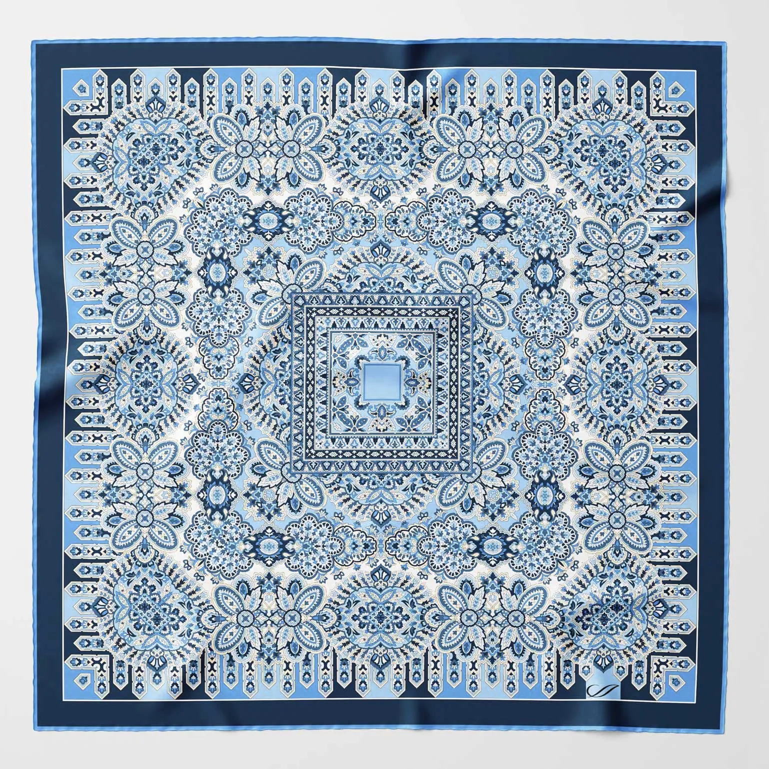 Messina - Hand Rolled Silk Neckerchief - Azure