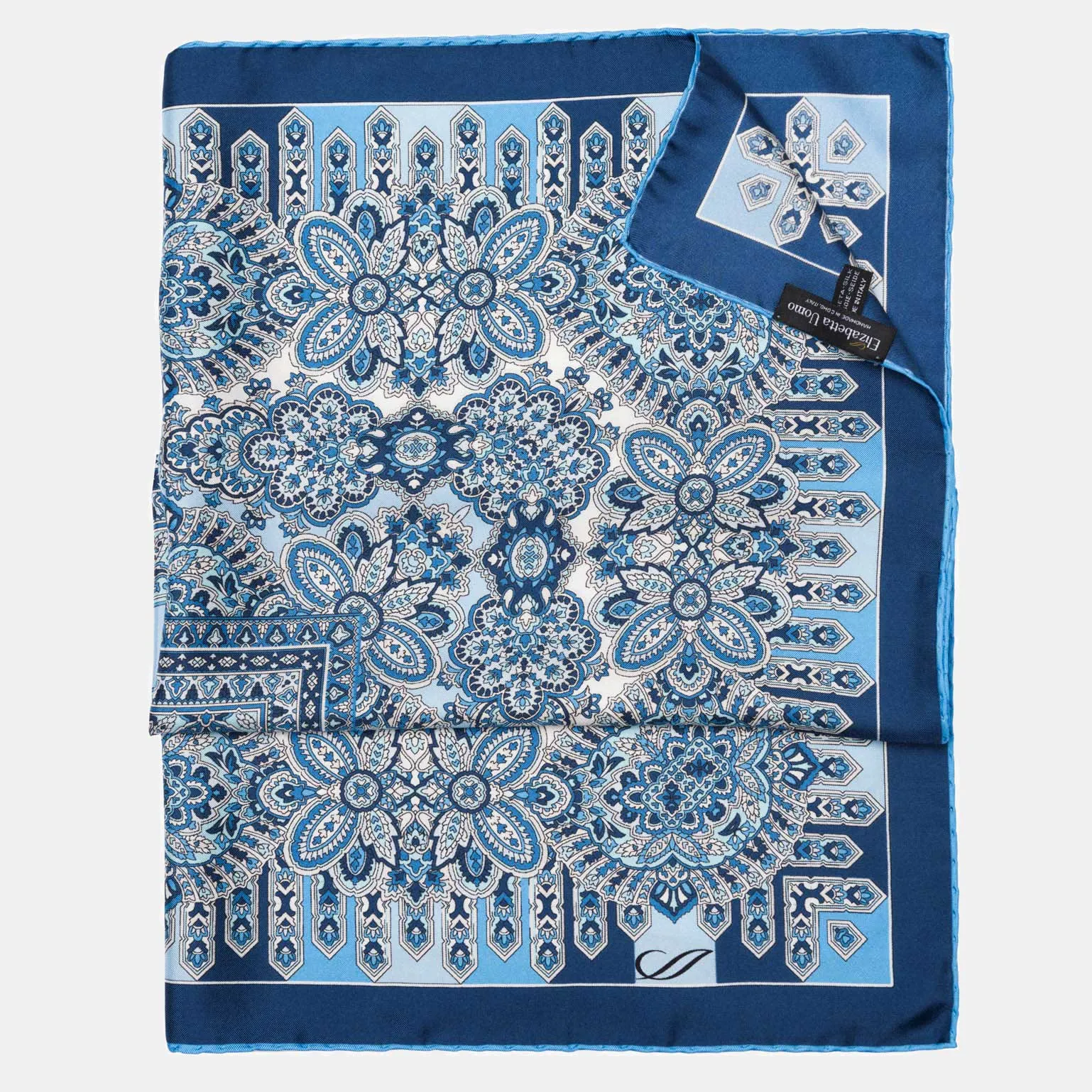 Messina - Hand Rolled Silk Neckerchief - Azure