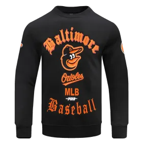 MLB BALTIMORE ORIOLES OLD ENGLISH MEN'S CREWNECK (BLACK)