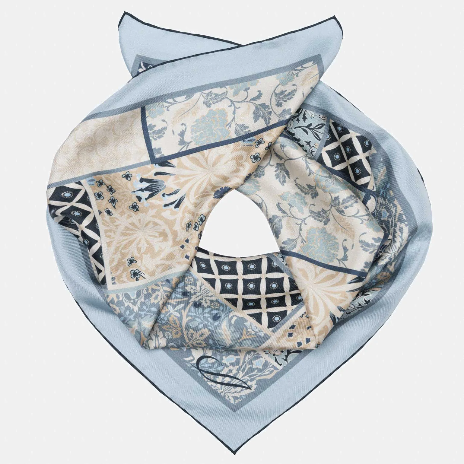 Napoli - Hand Rolled Silk Neckerchief - Dusty Blue