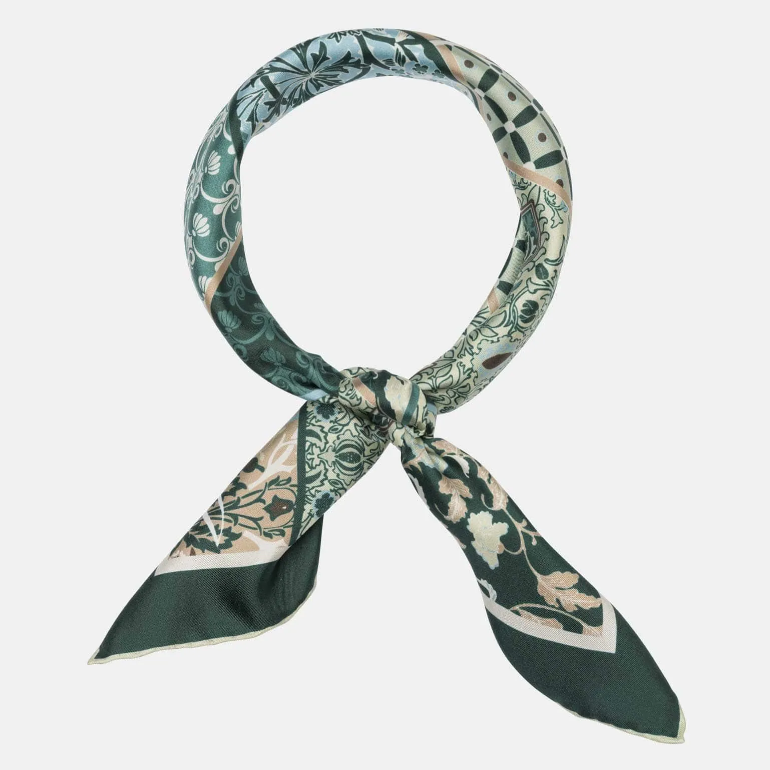 Napoli - Hand Rolled Silk Neckerchief - Green & Blue