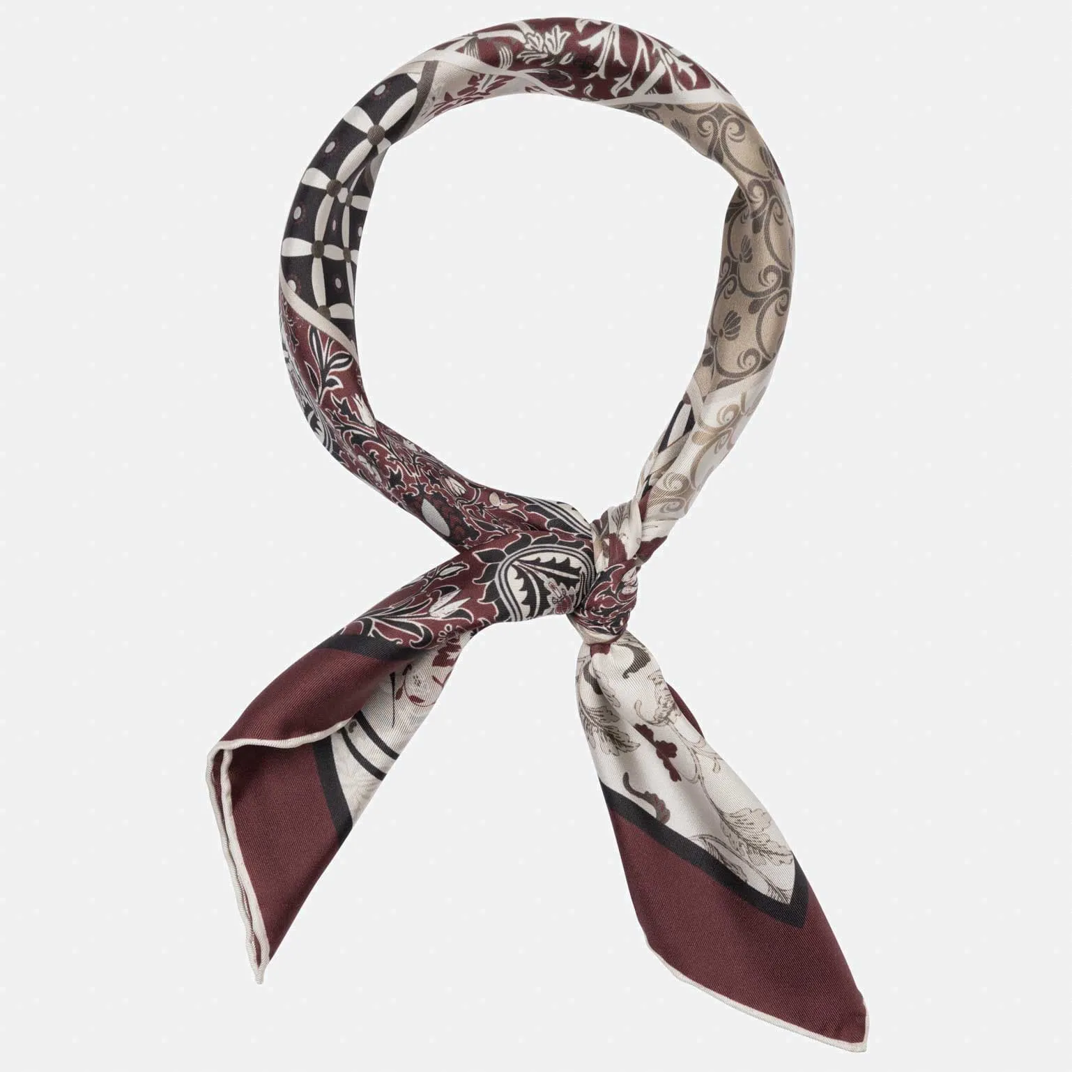 Napoli - Hand Rolled Silk Neckerchief - Maroon