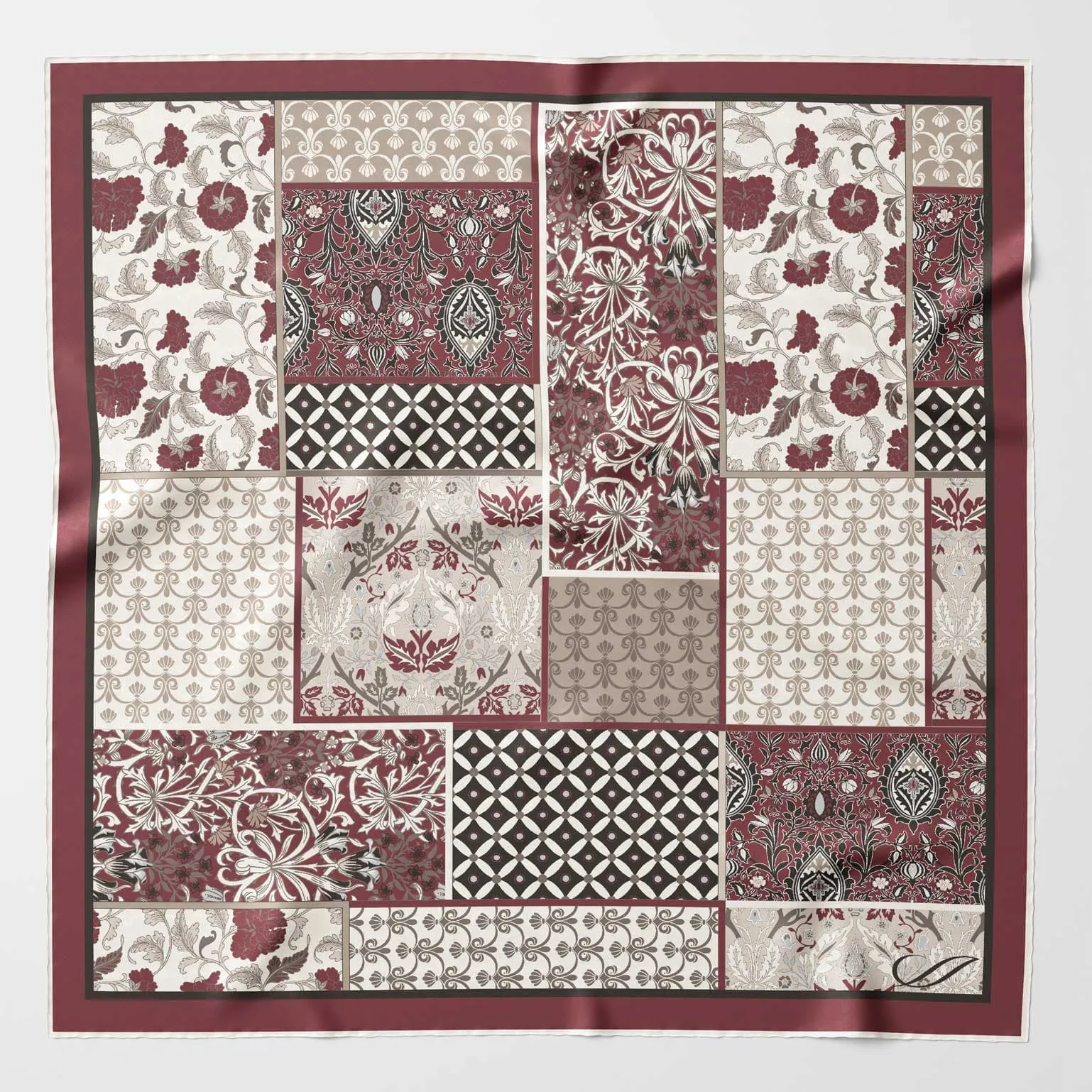 Napoli - Hand Rolled Silk Neckerchief - Maroon