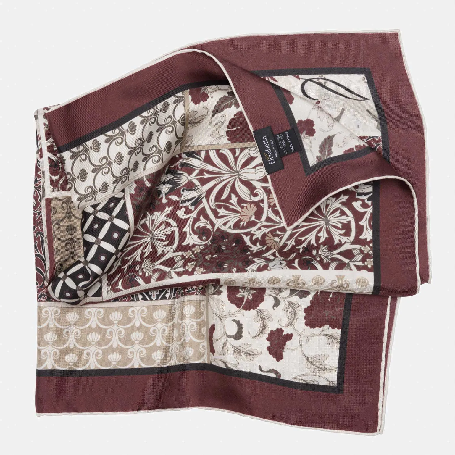 Napoli - Hand Rolled Silk Neckerchief - Maroon