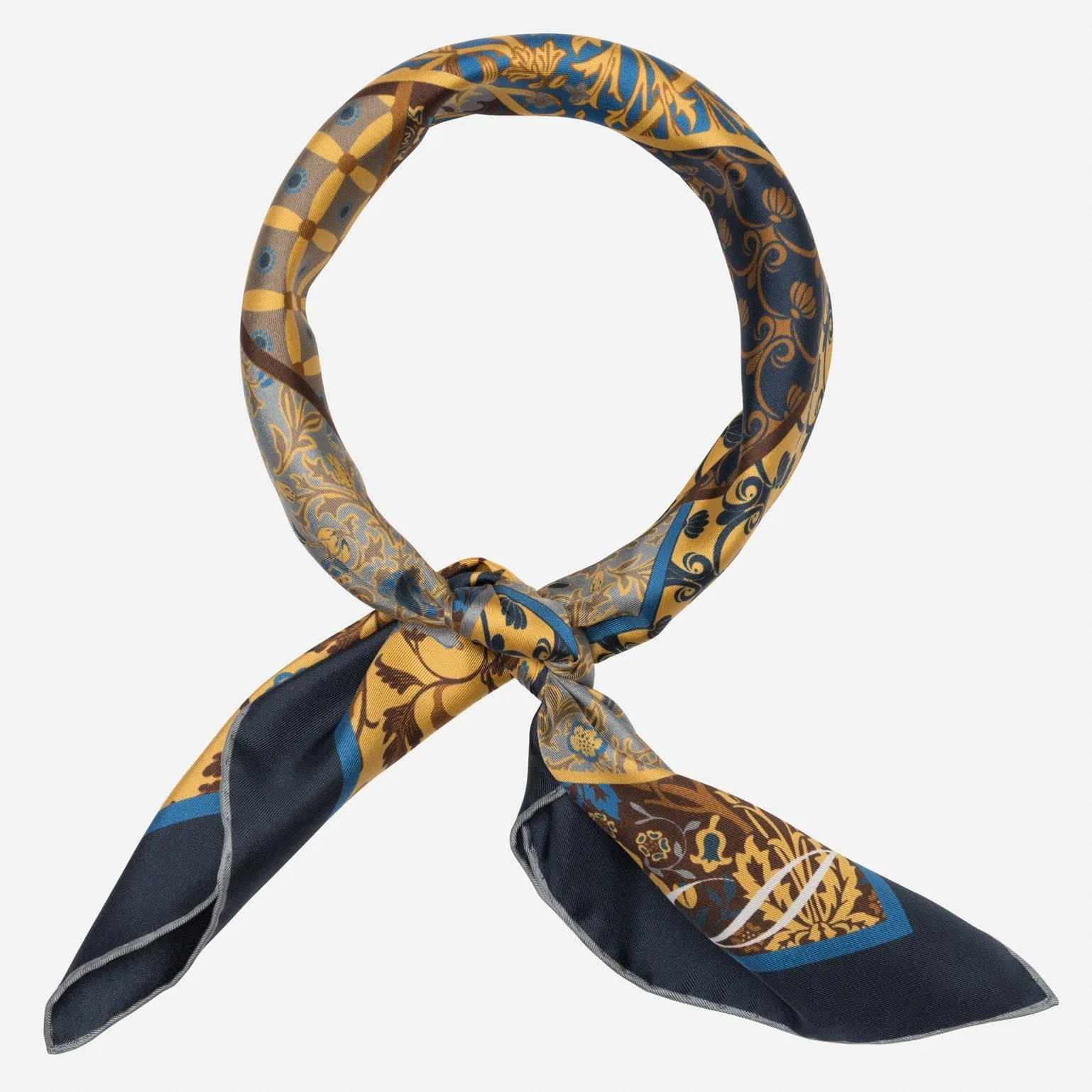 Napoli - Hand Rolled Silk Neckerchief - Yellow & Blue