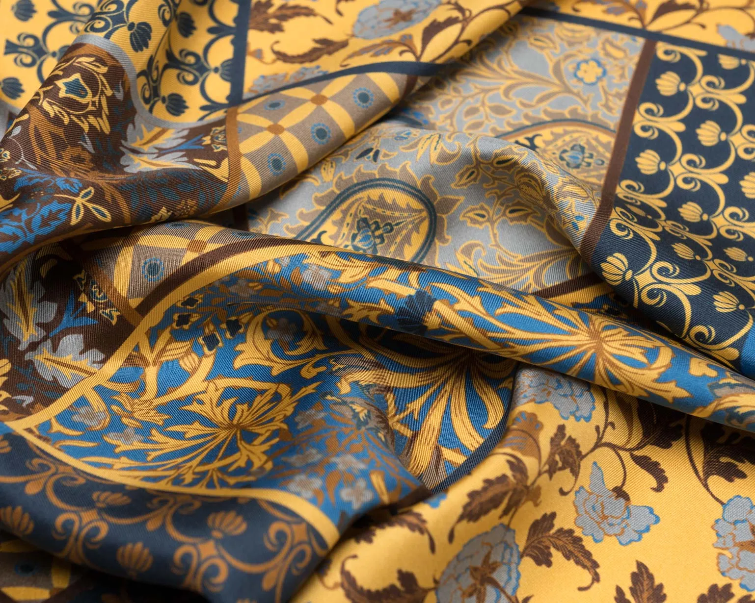 Napoli - Hand Rolled Silk Neckerchief - Yellow & Blue