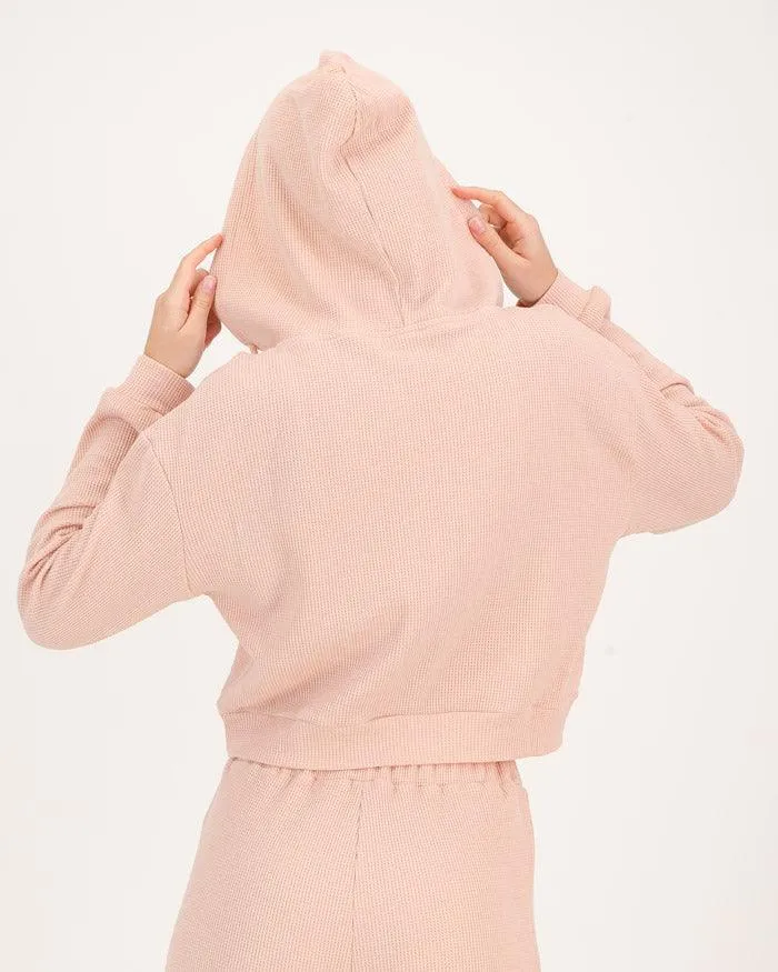 NEW KNITS FULL ZIP HOODIE - CORAL