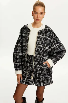 Oversized Tweed Bomber Jacket