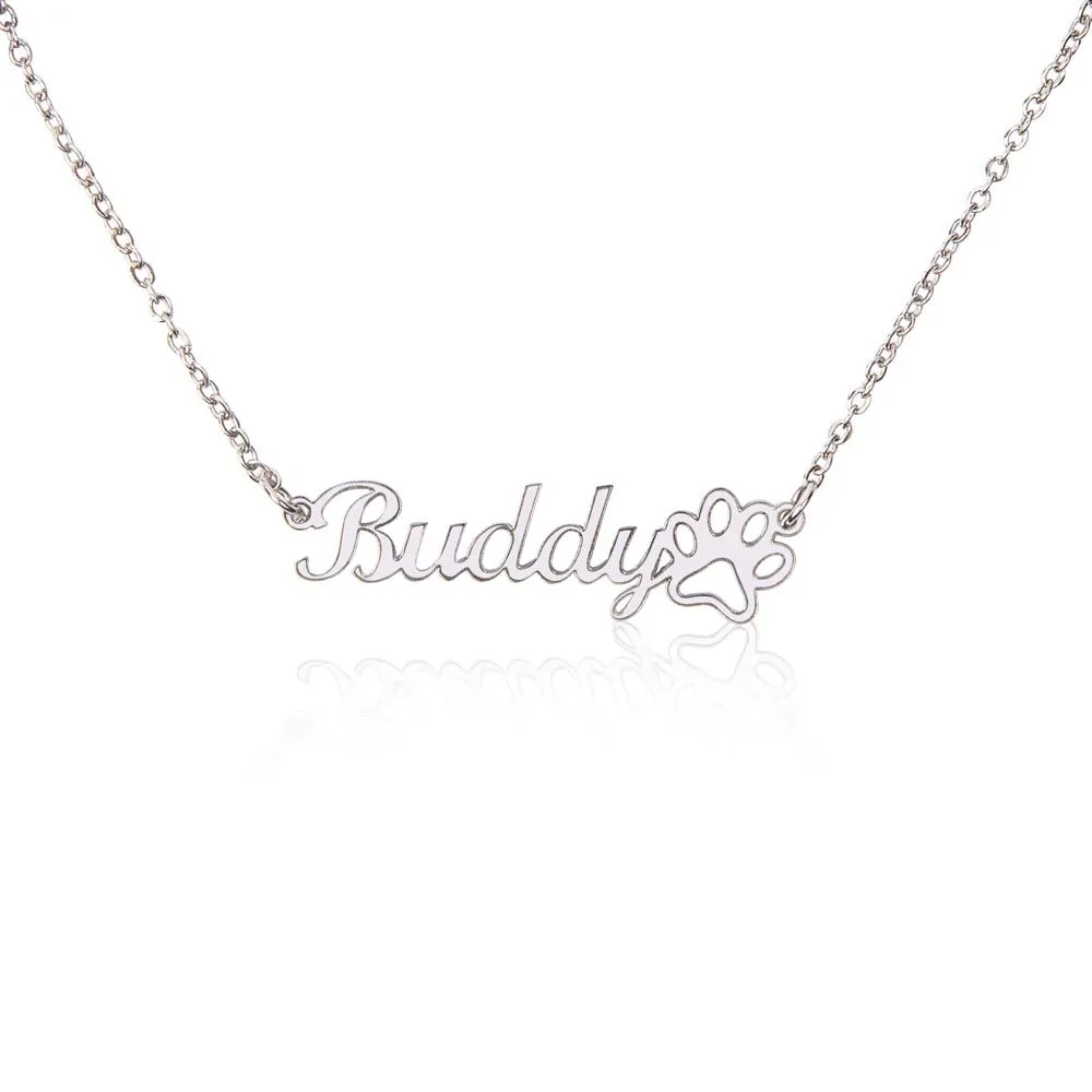 Paw Print Name Necklace Without Message Card