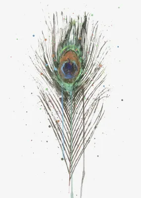 Peacock Feather Wall Art Print  (Rose Gold), Contemporary and Stylish Christmas Decoration Alternative Xmas Decor