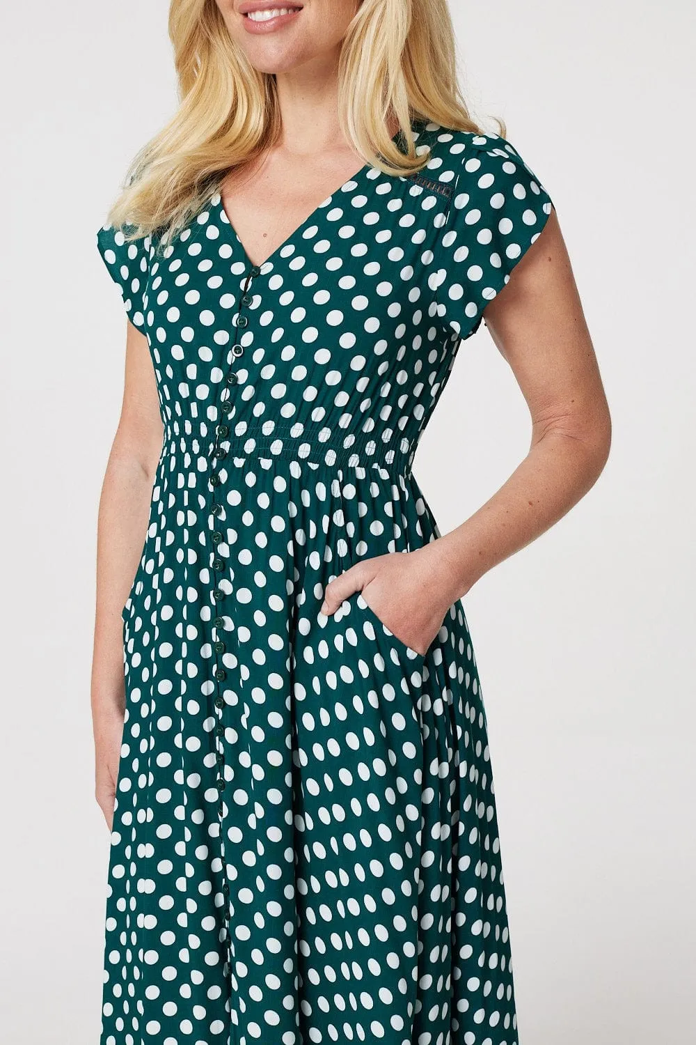 Polka Dot Lace Trim Maxi Dress