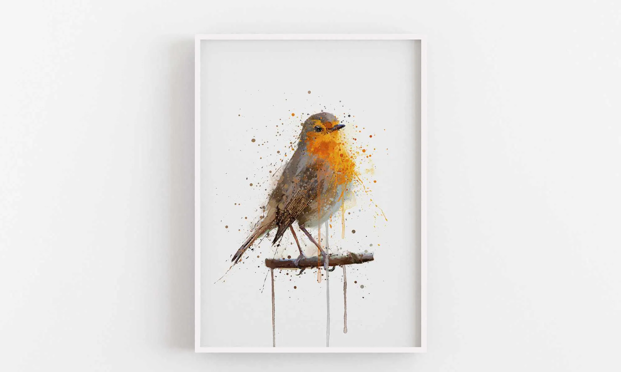 Robin Red Breast Wall Art Print , Contemporary and Stylish Christmas Decoration Alternative Xmas Decor