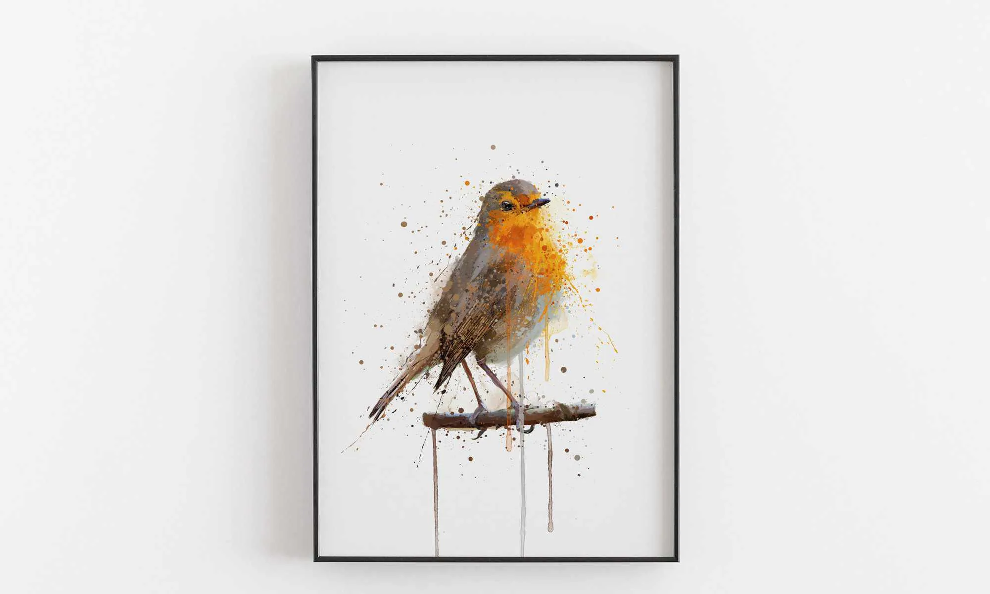 Robin Red Breast Wall Art Print , Contemporary and Stylish Christmas Decoration Alternative Xmas Decor