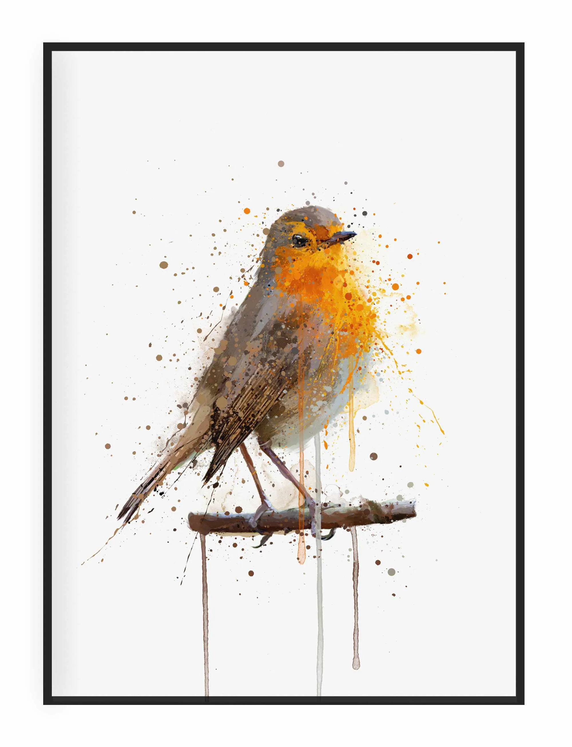 Robin Red Breast Wall Art Print , Contemporary and Stylish Christmas Decoration Alternative Xmas Decor