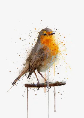 Robin Red Breast Wall Art Print , Contemporary and Stylish Christmas Decoration Alternative Xmas Decor