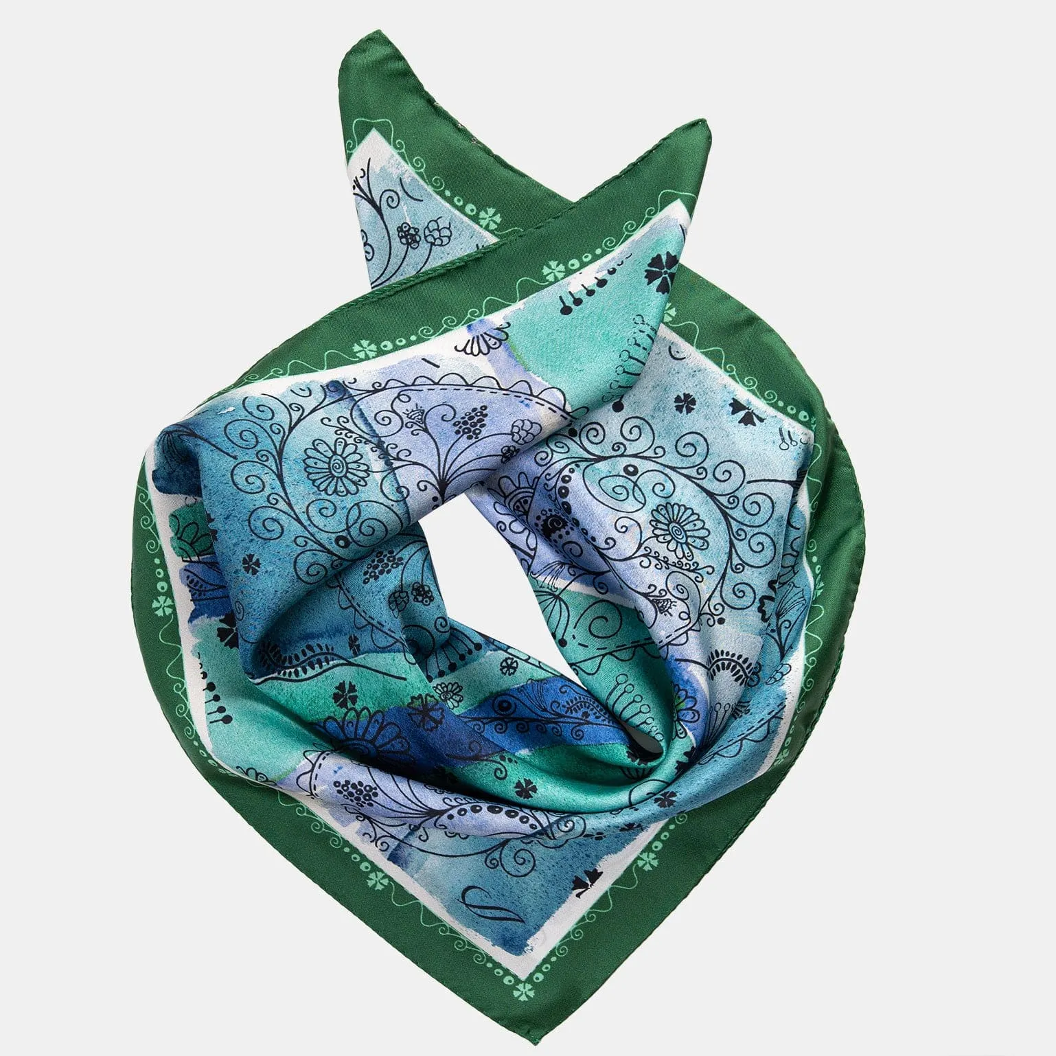 Roma - Silk Neckerchief - Peacock