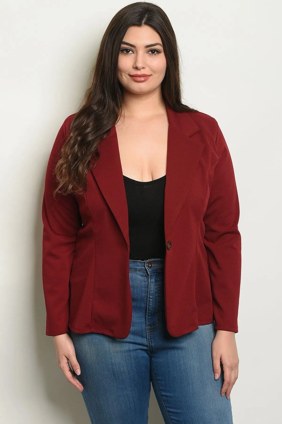 Royal Curves Burgundy Blazer-FINAL SALE-NOT ELIGIBLE FOR EXCHANGE OR REFUND