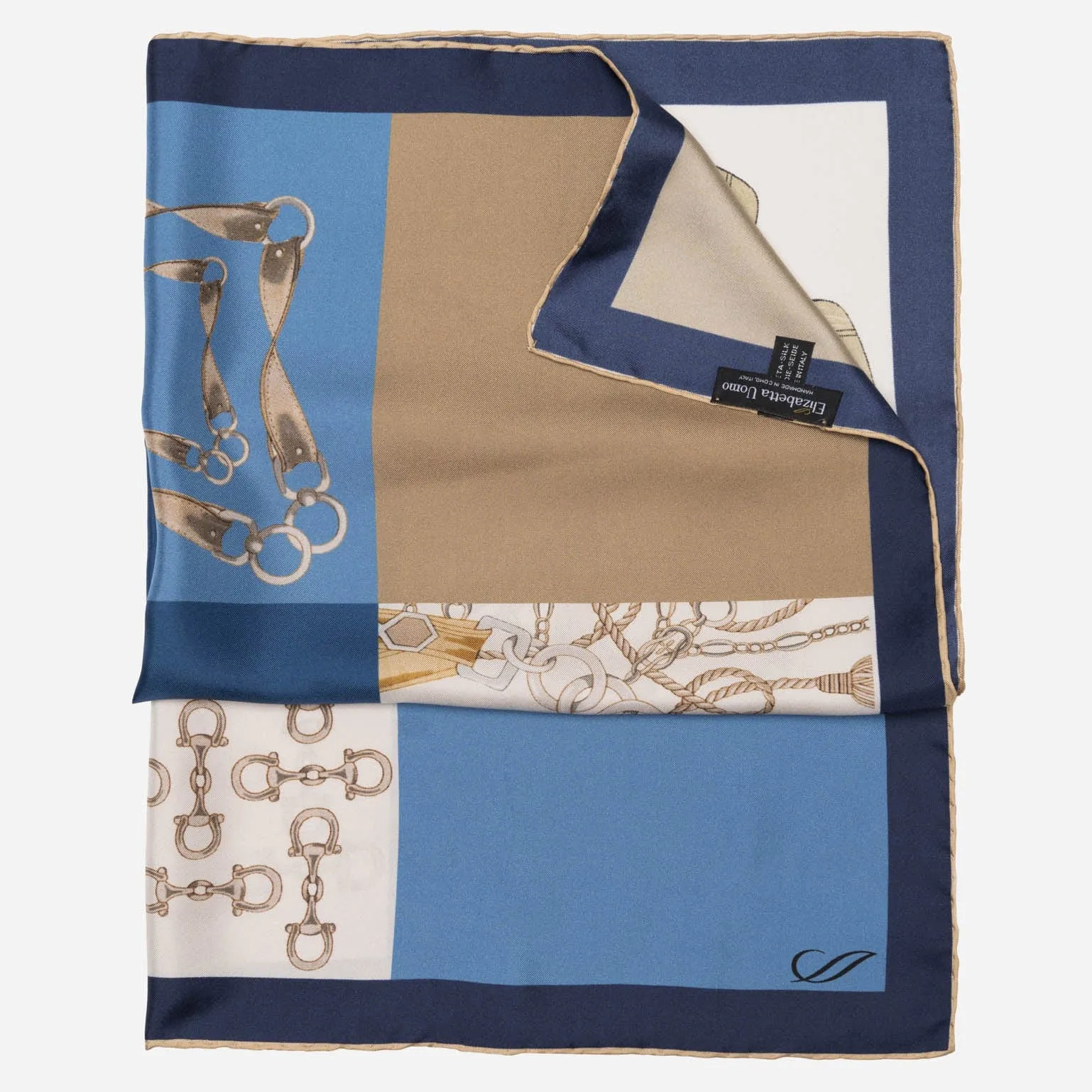 San Siro - Hand Rolled Silk Neckerchief - Blue