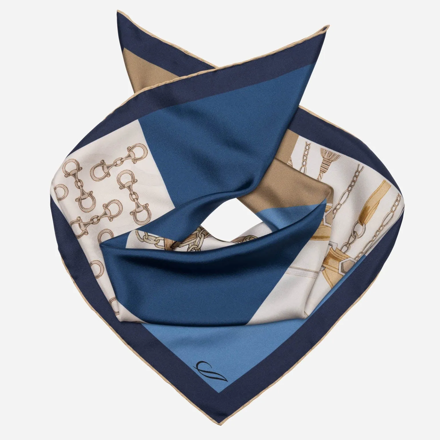 San Siro - Hand Rolled Silk Neckerchief - Blue