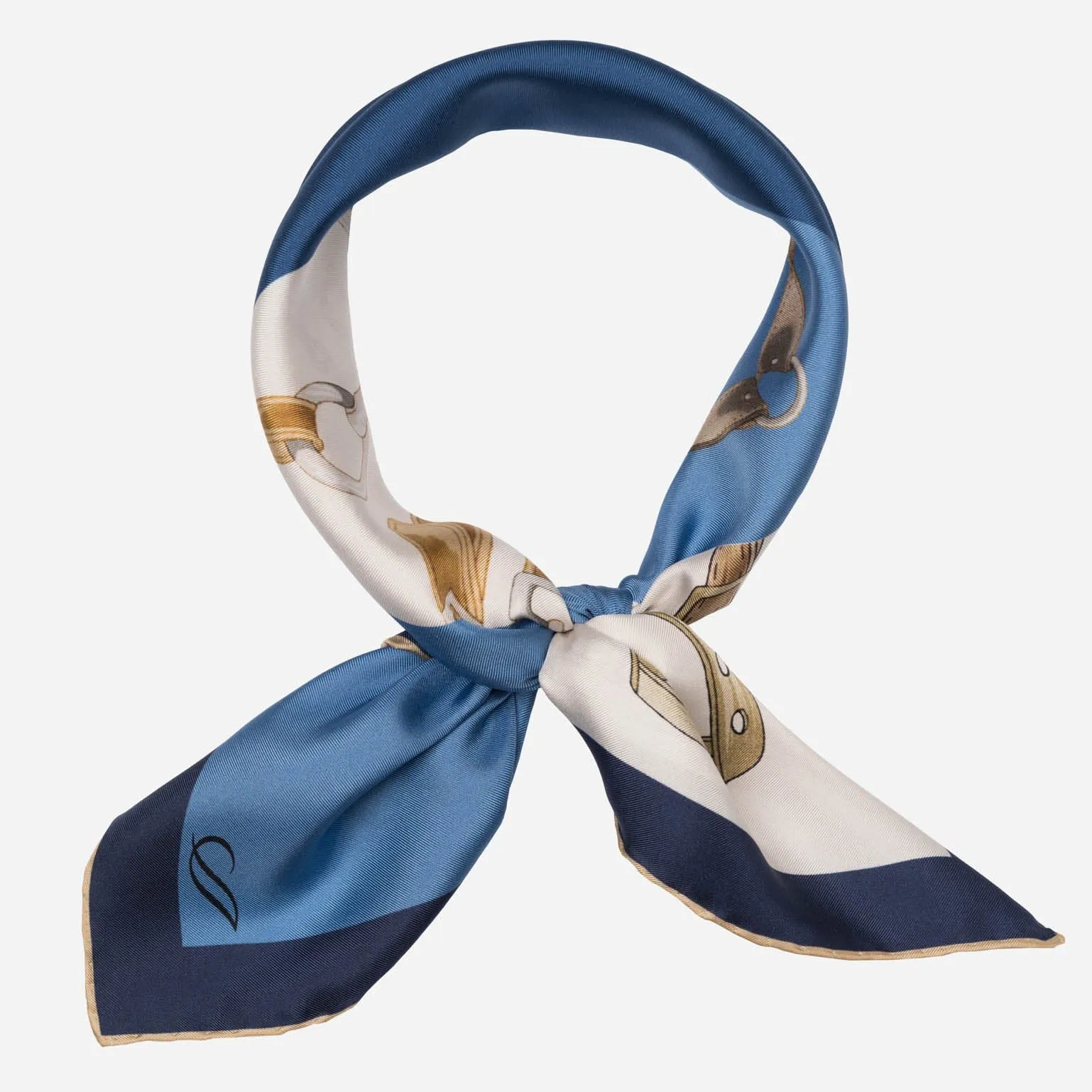 San Siro - Hand Rolled Silk Neckerchief - Blue