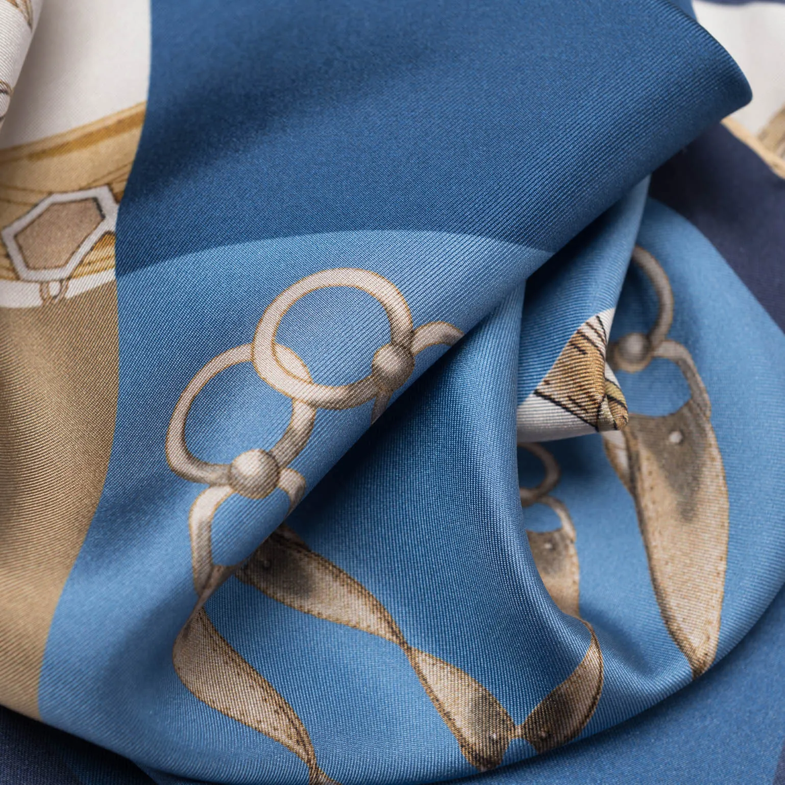 San Siro - Hand Rolled Silk Neckerchief - Blue