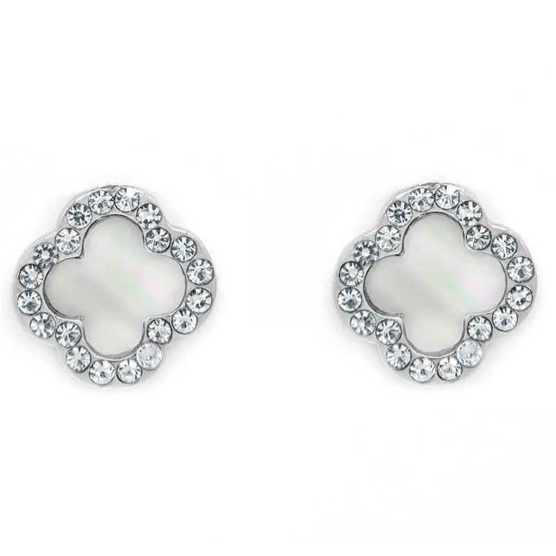 Silver Tone Flower Shape Stud Earrings