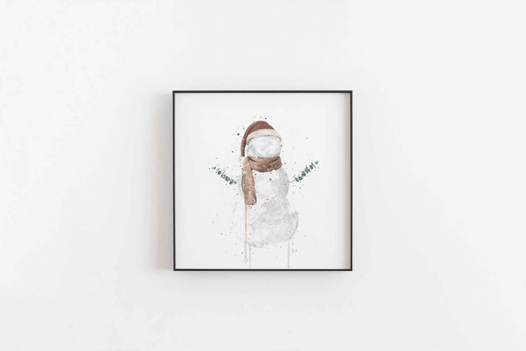 Snowman Wall Art Print , Contemporary and Stylish Christmas Decoration Alternative Xmas Decor