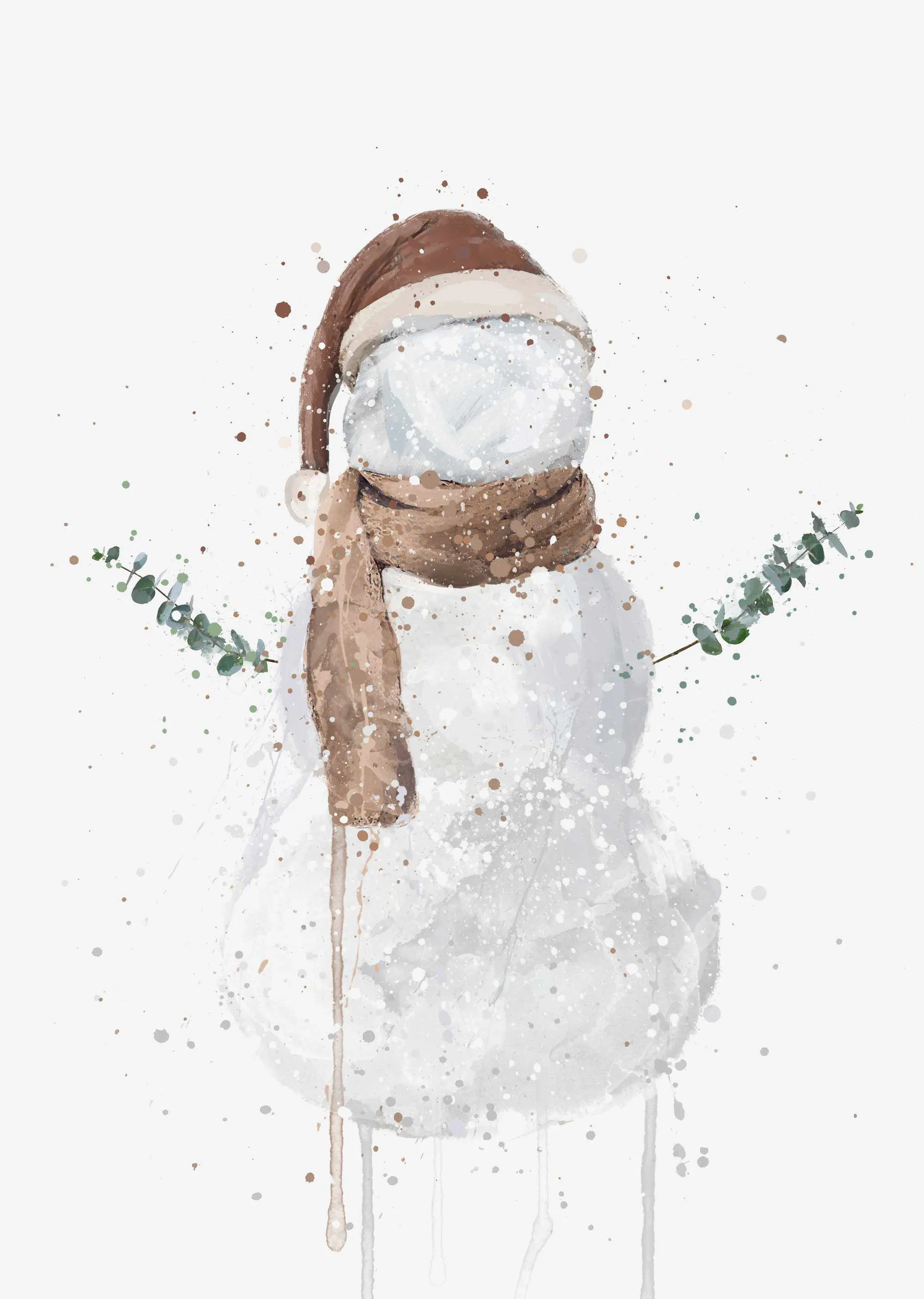 Snowman Wall Art Print , Contemporary and Stylish Christmas Decoration Alternative Xmas Decor