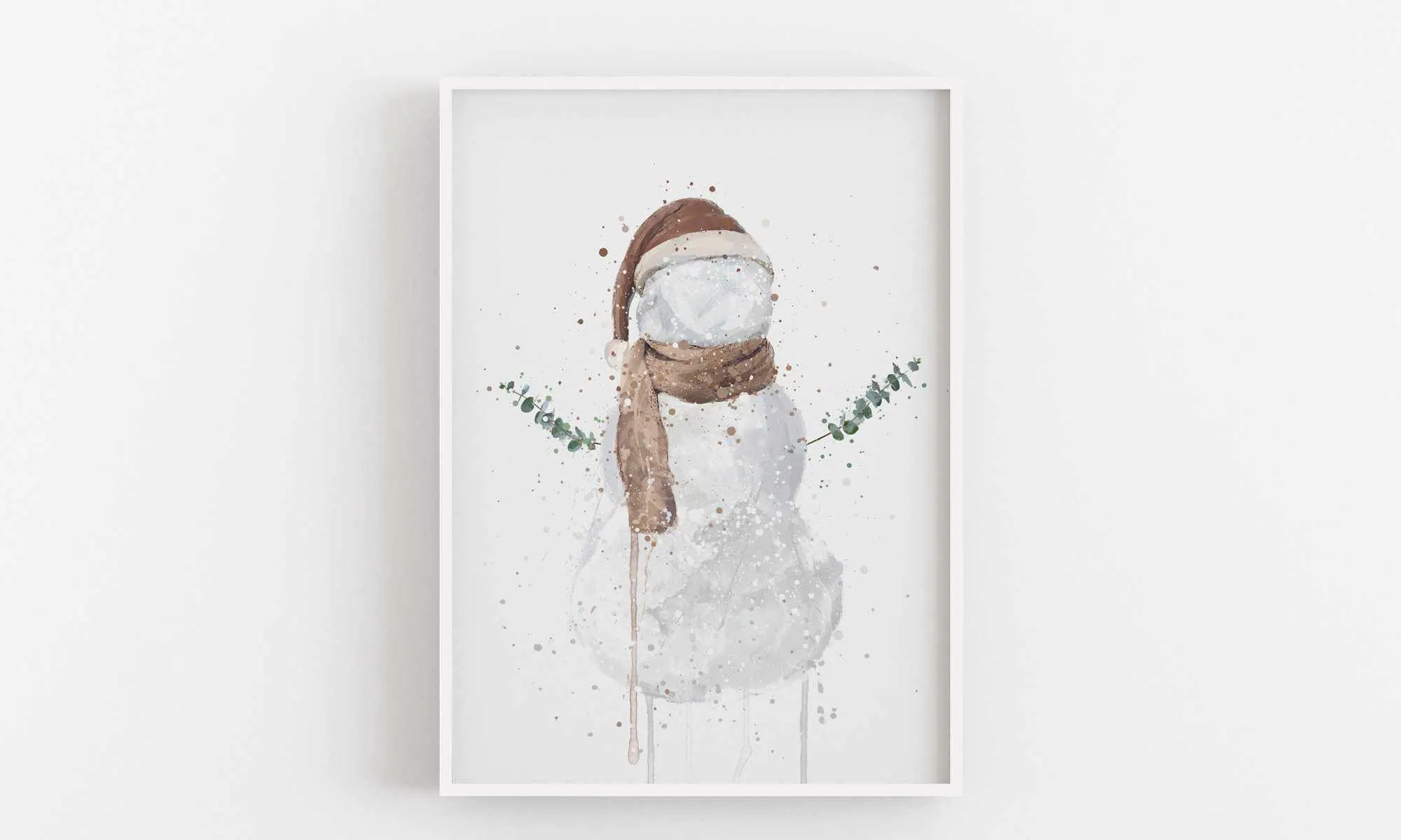 Snowman Wall Art Print , Contemporary and Stylish Christmas Decoration Alternative Xmas Decor