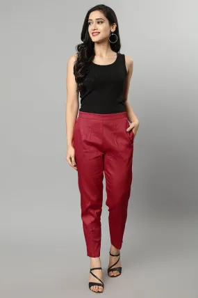 Straight Fit Red Drainpipe Pants