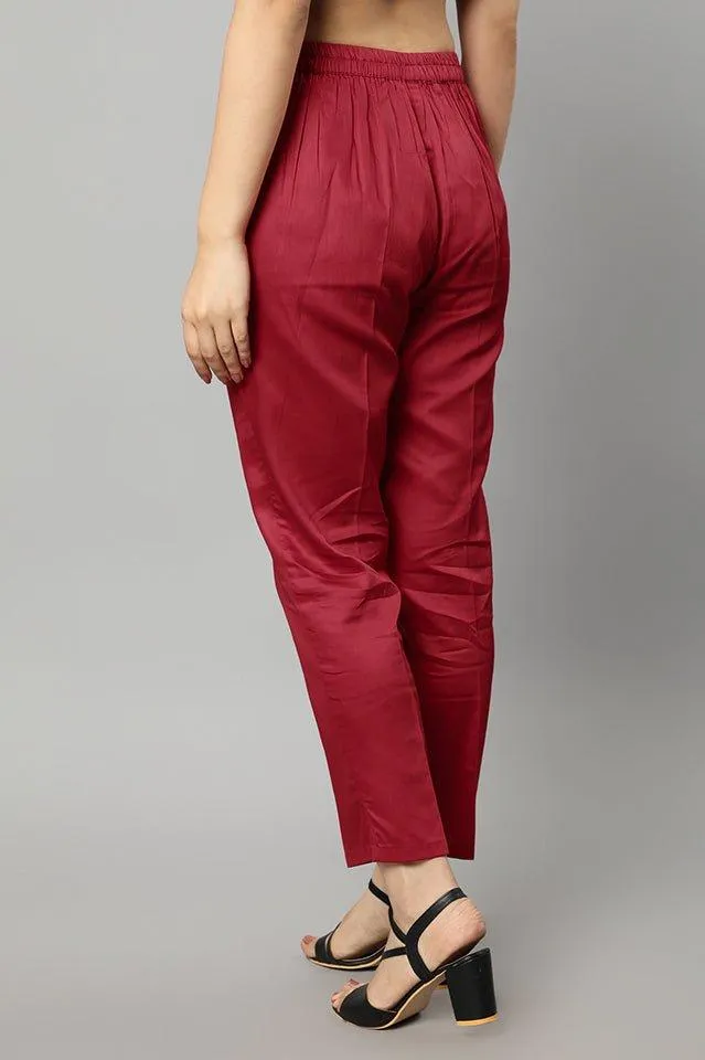 Straight Fit Red Drainpipe Pants